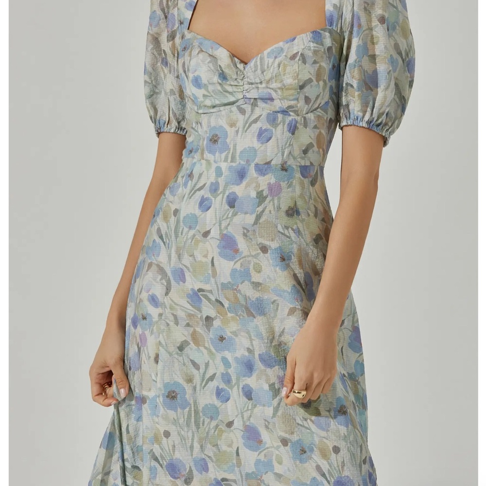Floral Blue and Green Women's Dress